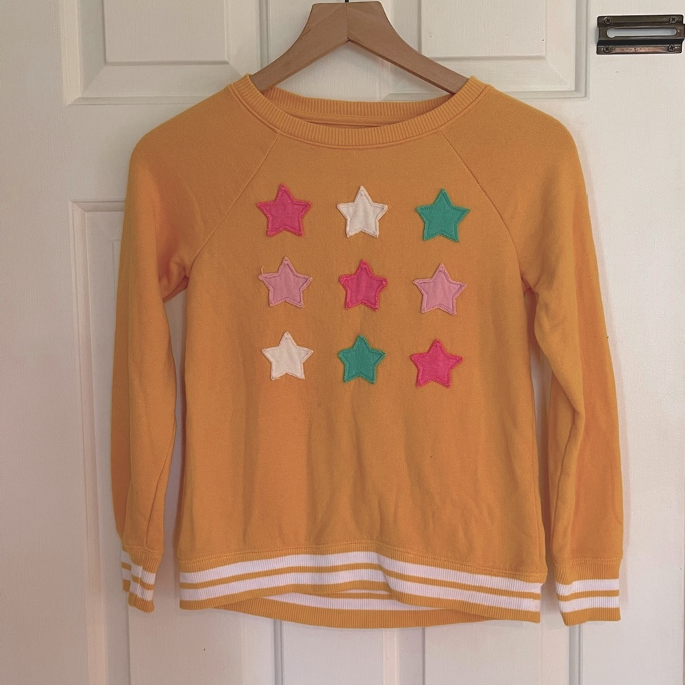 SO Brand Yellow Raglan Sweatshirt with Appliqué Stars. Girls Size 8 M